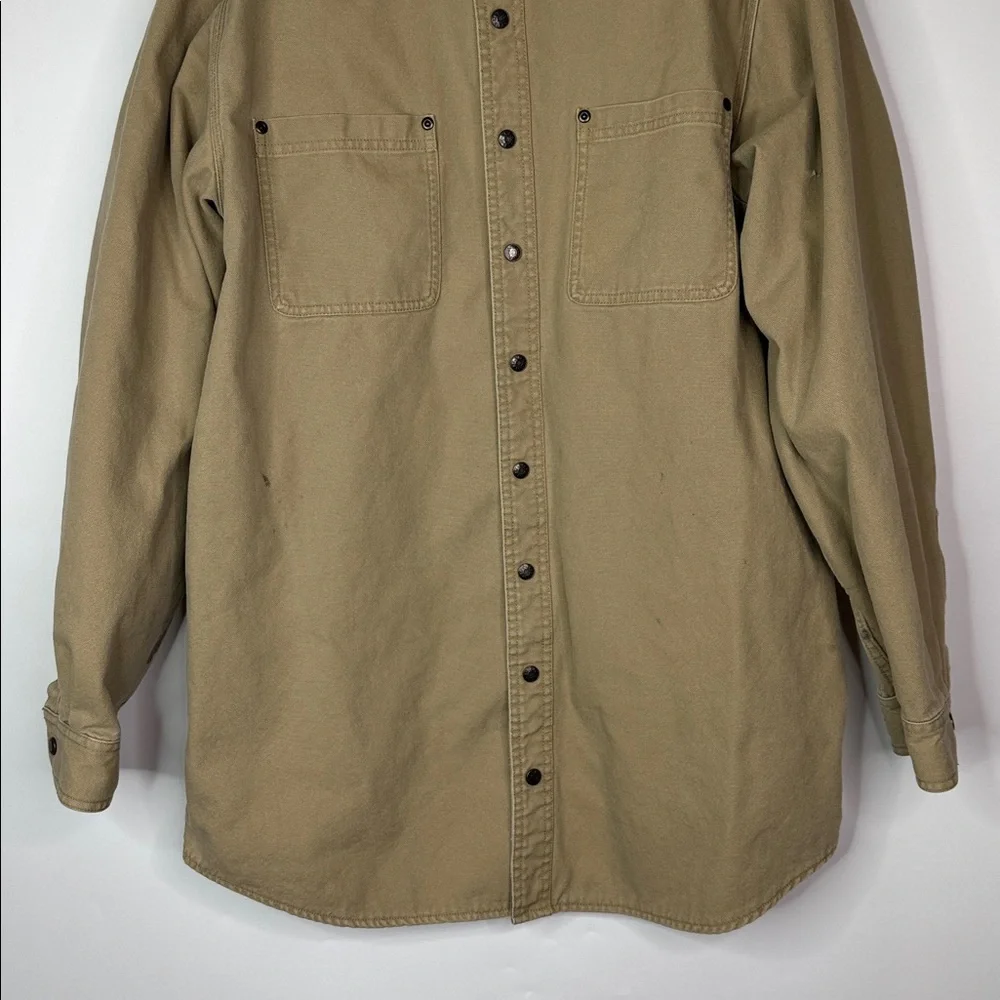 Vintage L.L. Bean Flannel Lined Button Up Canvas Shirt Jacket Large Tall Grunge